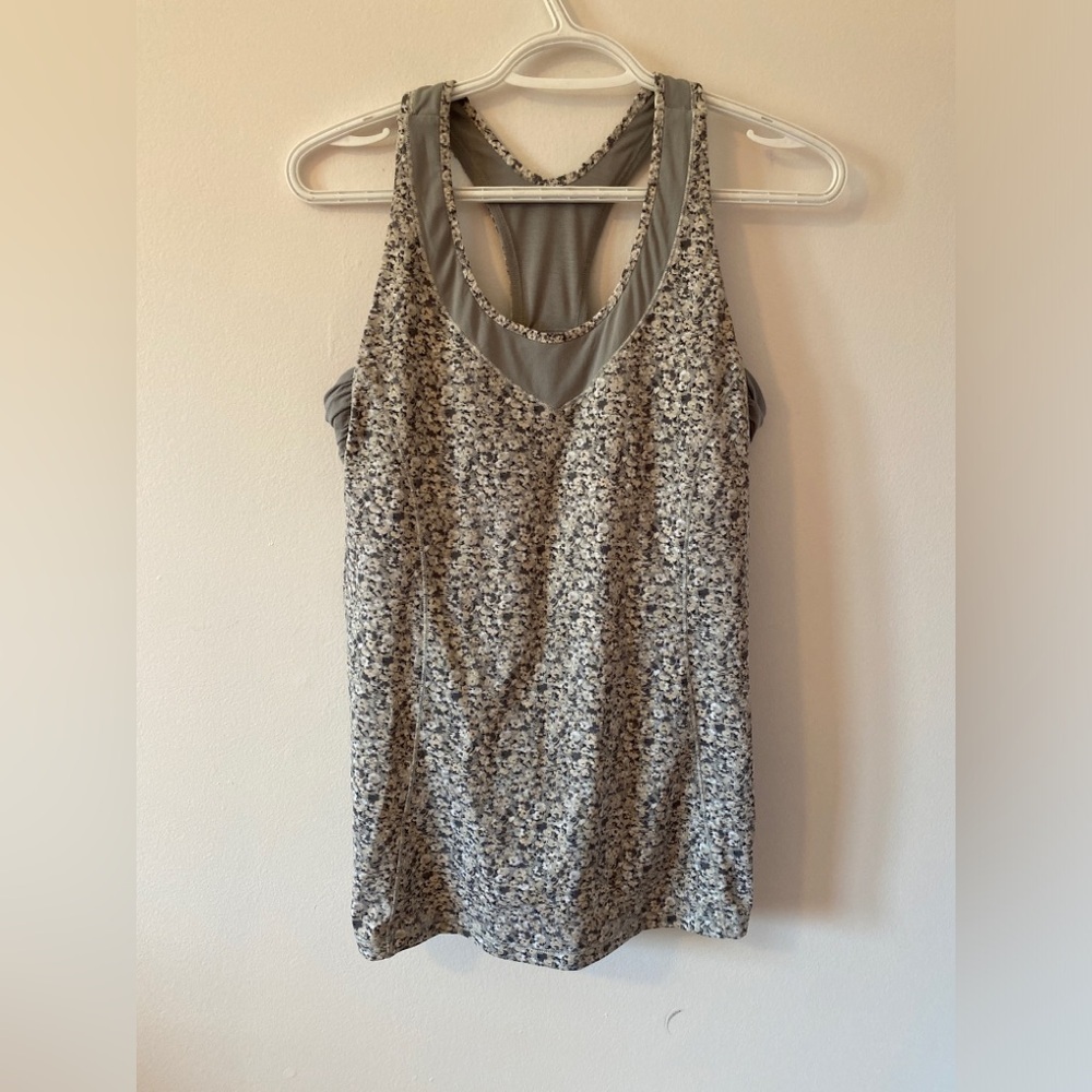 lululemon athletica Gray Floral Tank Top